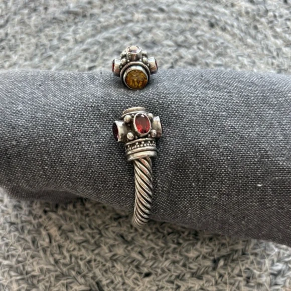 Garnet and Citrine Sterling Silver Cuff Bracelet - Picture 5 of 9